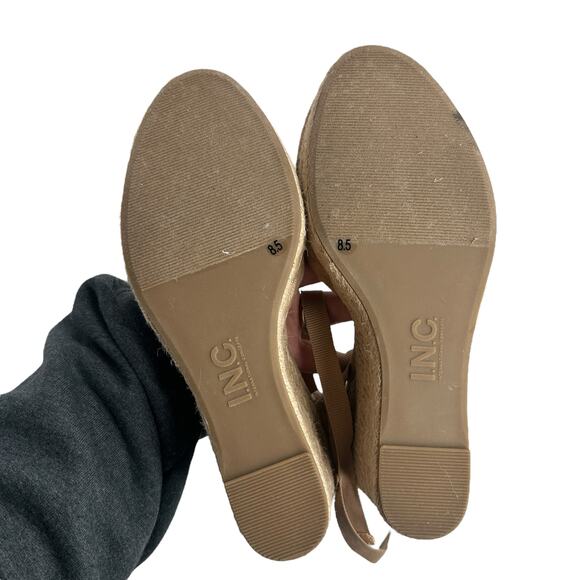 INC International Concepts Merryy Espadrille Wedges Size 8.5 Dark Almond Tan EUC - Picture 12 of 14